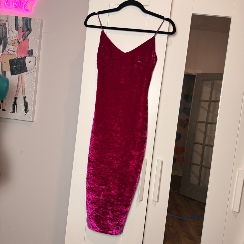 Revamped Pink Velvet Spaghetti Strap Dress Size XS - Picture 5 of 6